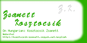 zsanett kosztocsik business card